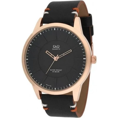 Afbeelding van Q&amp;Q mooi heren horloge met zwart leren band Q926J102Y