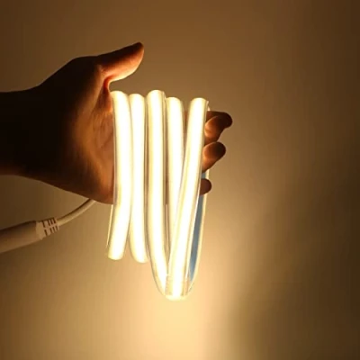Afbeelding van 220 Volt COB LED Strip IP67 Waterdichte met Schakelaar 2M, 280 leds/m Super Lumineus Ledstrips 220V Warm Wit 3000K (Warm wit, 2)