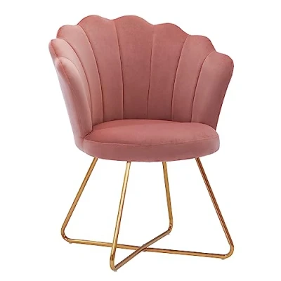 Afbeelding van Duhome 8057C Gestoffeerde stoel in retro design met goudkleurig metalen frame