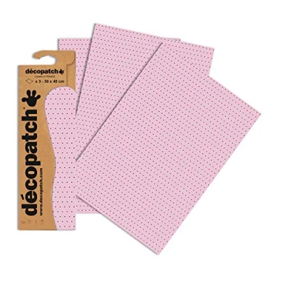 Afbeelding van Clairefontaine C659O Decopatch papier, 3 pack Roze en wit met geometrische madeliefjes Format : 395 x 298 mm
