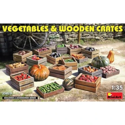Afbeelding van 1:35 MiniArt 35629 Vegetables &amp; Wooden Crates Plastic Modelbouwpakket