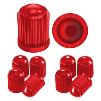 Afbeelding van Pitlane Performance® ventieldoppen, 10 stuks, autobanden, autoventieldoppen, voor auto, SUV, motorfiets, fiets alle Schrader ventielen (rood)