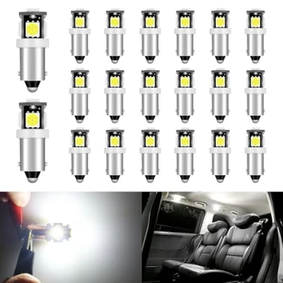 Afbeelding van DEFVNSY Wit BA9S T11 T4W 64111 Miniatuur bajonet enkele contactbasis LED lampen 5SMD 5050 Voor zijmarkering RV Boot Navigatie Dome Kaart Kentekenverlichting （Pak van 20）