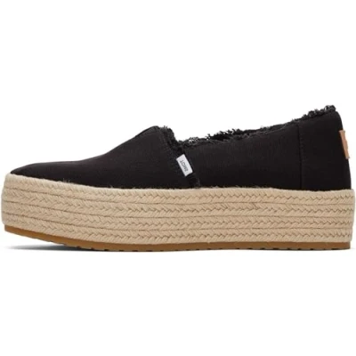 Afbeelding van TOMS Valencia platform voor dames, Zwart Canvas, 43.5 EU