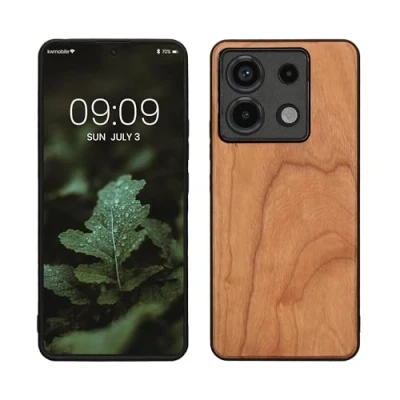 Afbeelding van kwmobile telefoonhoesje geschikt voor Xiaomi Redmi Note 13 Pro 5G / Poco X6 Hoesje met bumper in bruin Backcover kersenhout