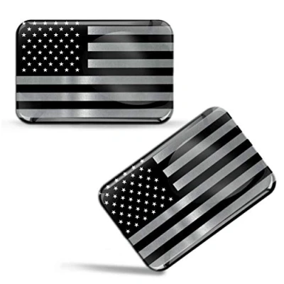Afbeelding van Biomar Labs® 2 x Stickers 3D Gel Siliconen Verenigde Staten Amerika Vlag USA Zilveren Auto Motorfiets Fiets Venster Deur PC Mobiele Telefoon Tablet