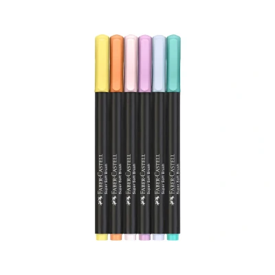 Afbeelding van 6x Brushpen Faber Castell Black edition pastel 6 stuks in karton etui