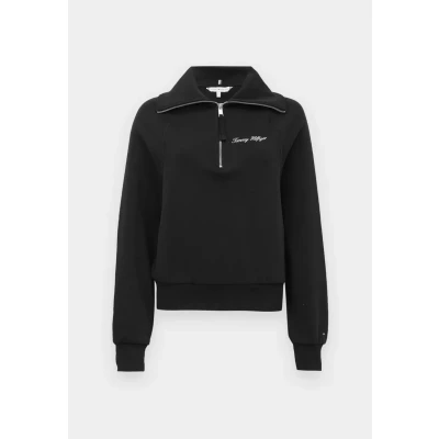 Afbeelding van Tommy Hilfiger Classic Script HALF ZIP Sweater, Dames, Maat: XXS, Black
