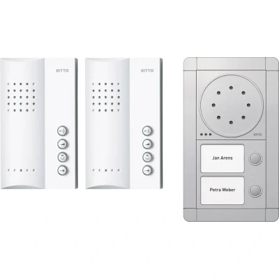 Afbeelding van Ritto by Schneider RGE1891420 Complete set voor Deurintercom Kabelgebonden Tweegezinswoning Zilver, Wit