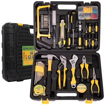 Afbeelding van BLOSTM 100 delige gereedschapsset complete met essentiële handgereedschappen voor doe het zelfprojecten, huishoudelijke reparaties, auto onderhoud Home Tool Kit Set