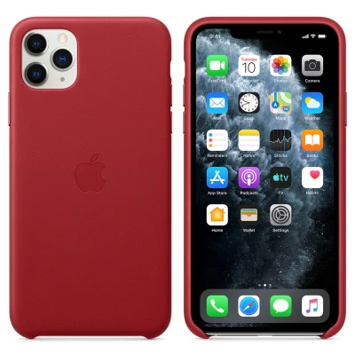 Afbeelding van Origineel Apple iPhone 11 Pro Max Hoesje Echt leder Hardcase/Backcover Rood Telefoonhoesje