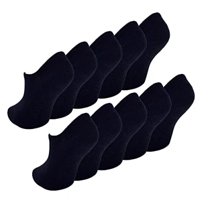 Afbeelding van Sock Snob 10 Paar Ademende Onzichtbare Kindersokken Zwart Maat 9 11J / 128cm 146cm