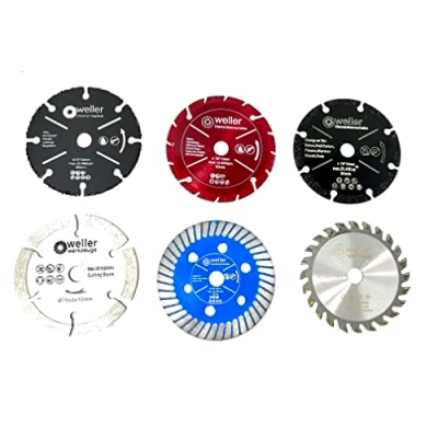 Afbeelding van WELLERWERKZEUGE Zaagbladen, slijpschijven, set, Ø 76 mm x 10 mm, voor mini accu, haakse slijper, 10,8 V, 12 6 stuks