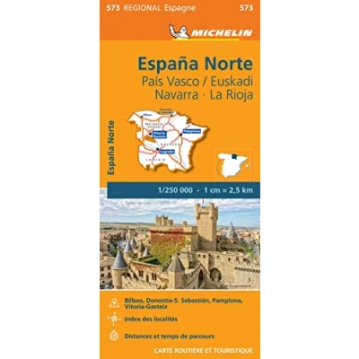 Afbeelding van Michelin 573 Noord Spanje País Vasco Navarra Wegenkaart Kleurloos Reisboeken &amp; Kaarten