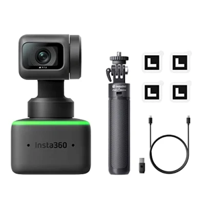 Afbeelding van Insta360 Link 4K PTZ webcam tripod set met 1/2 inch sensor, AI tracking, gebarenbediening, HDR, ruisonderdrukkingsmicrofoons, gespecialiseerde modi, voor laptop, videocamera