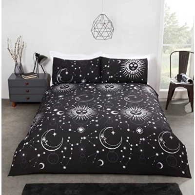 Afbeelding van Rapport Home Celestial Dekbedovertrek Bed Set, Polycotton, Zwart, 3 stuks Tweepersoons