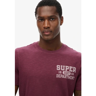 Afbeelding van Superdry Athletic College Graphic Tshirt print, Heren, Maat: Medium, Fig purple slub