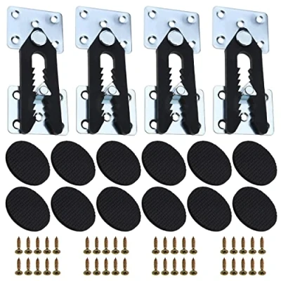 Afbeelding van 4 STKS Sofa Sectionele Meubels Connector Joint Snap Alligator Clip met Schroeven en 12 Pads Bank In elkaar grijpende Clips