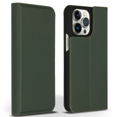 Afbeelding van Apple iPhone 14 Pro Max Hoesje Echt leder Accezz Bookcase Groen Telefoonhoesje