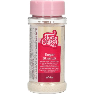 Afbeelding van FunCakes Sugar Strands Wit 80g Sprinkles Taartdecoratie
