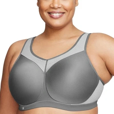Afbeelding van Glamorise Vrouwen Plus Size Hi Impact Sport BH Onderdraad #9066, Grijs, 85E