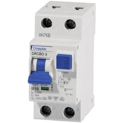 Afbeelding van Doepke aardlekautomaat 1p b karakteristiek ac 230v 16a en 10ka 50hz 2 mod ip20 09 932 104