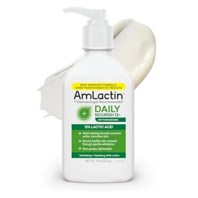 Afbeelding van AmLactin Daily Moisturizing Lotion voor droge huid pompfles bodylotion met 12% melkzuur Dermatoloog