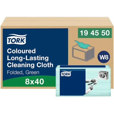 Afbeelding van Tork Long Lasting Gevouwen Reinigingsdoek Groen W8 194550