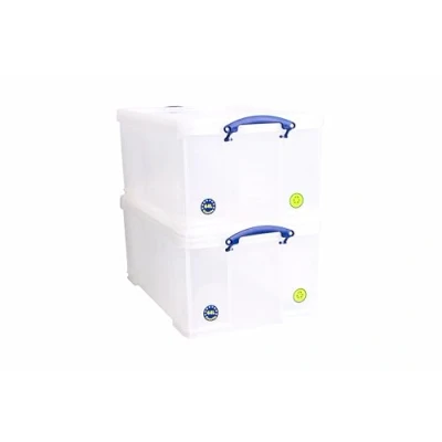 Afbeelding van Really Useful Box 2 stuks 64 liter voor ordenen en bewaren 710 x 440 310 mm transparant