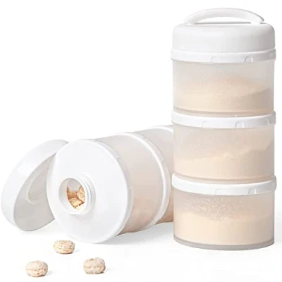 Afbeelding van Termichy melkpoeder portioneerder baby stapelbaar opbergdoos 2 stuks (wit)