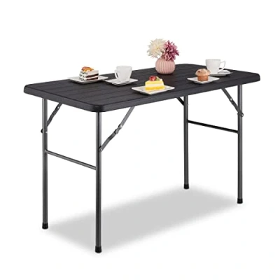 Afbeelding van Relaxdays inklapbare tuintafel klaptafel tuin zwarte buitentafel kunststof staal