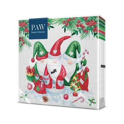 Afbeelding van PAW 3 laags Papieren Servetten met kerst , winter en snoepontwerp. lagige zijden Servetten, 33 x cm, 20 Stuks. Ideale tafeldecoratie voor Kerstmis.