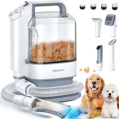 Afbeelding van Meowant professionele hondentondeuse met 3,2 liter hondenhaarvacuüm en 5 verzorgings reinigingshulpmiddelen Krachtige zuigkracht in 3 fasen