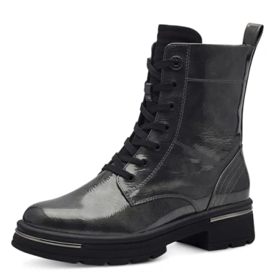 Afbeelding van Marco Tozzi Dames Bootie Laced 2 25283 43 modelaarzen, DK.Grey Patent, 38 EU, Dk Grey EU