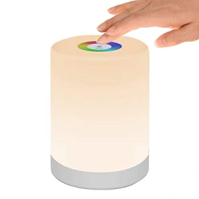 Afbeelding van Nachtkastlamp Touch Dimbaar, LED Smart Nachtlicht, Sfeerlicht, Bureaulamp, USB oplaadbaar, draagbaar, kleurverandering 256 RGB voor kinderen, slaapkamer, camping (warm wit)