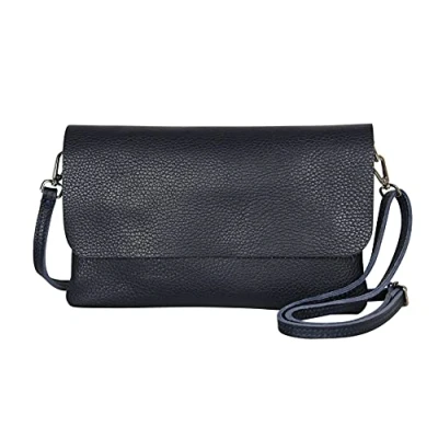 Afbeelding van AmbraModa GLX11 Crossbodytas, Clutch, telefoontas van echt leer met afneembaar en verstelbare schouderriem, passend voor mobiele telefoons tablets tot 7 inch. Donkerblauw