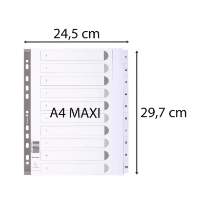 Afbeelding van Bedrukte tabbladen karton 160g A4 Maxi 10 delig 1 Wit per 25