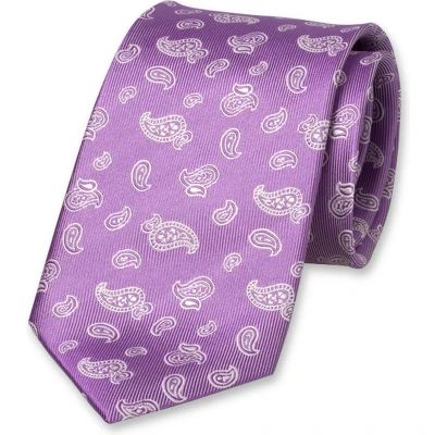Afbeelding van E.L. Cravatte Stropdas Lila Paisley Zijde