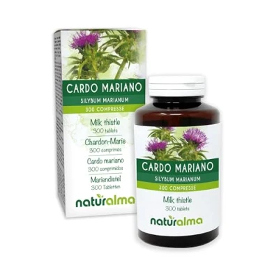 Afbeelding van Mariadistel (Silybum marianum) kruid en vruchten NATURALMA 150 g 300 tabletten Voedingssupplement Natuurlijk Veganistisch
