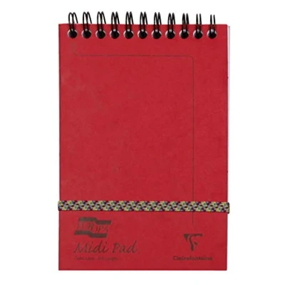 Afbeelding van Clairefontaine Ref 3106Z Europa Midi draadgebonden pad (200 pagina&#039;s) 10,2 x 15,2 cm groot, 90gsm geborsteld vellum, gevoerde regels, premium pressboard cover rood