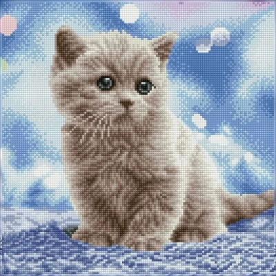 Afbeelding van Diamond DOTZ DQ8.020 Originele 5D Painting Squares set Cat Bubbles, creatieve met 16.641 vierkante diamant mozaïekstenen, schilderset ca. 34,5 x cm voor volwassenen en kinderen