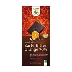 Afbeelding van GEPA Bio Grand Noir Delicate Bitter Orange 70% Cacao plat bord chocolade 1 doos (10 x 100g)