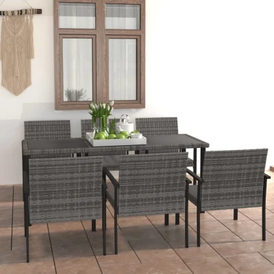 Afbeelding van 7 delige Tuinset poly rattan grijs