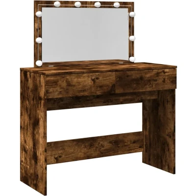 Afbeelding van vidaXL Kaptafel met LED 100x40x120 cm gerookt eikenkleurig