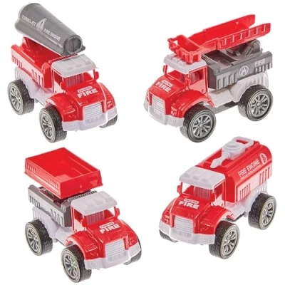 Afbeelding van Baker Ross FN120 Brandweerauto Racers Set van 6, Race Speelgoed voor Kinderen, Kinderfeestjes