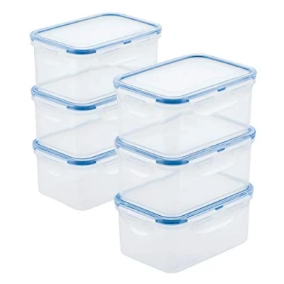 Afbeelding van LocknLock Easy Essentials Opslag Voedsel Container Set/Voedsel Bin Set, Duidelijk, 20oz (Pack van 6)