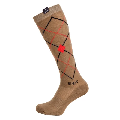 Afbeelding van ELT Rijsokken Argyle Cappuccino/Rood