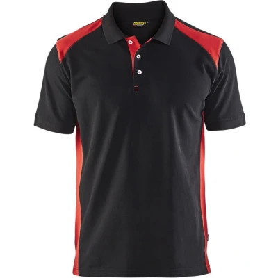 Afbeelding van Blaklader polo pique 3324 1050 zwart/rood mt XL