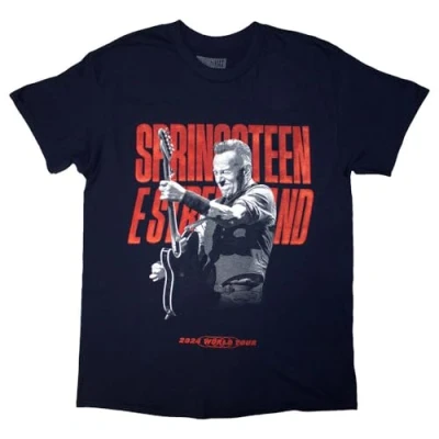 Afbeelding van Rock Off officially licensed products Bruce Springsteen 24 Guitar Photo T shirt, Marine., S
