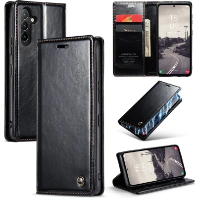 Afbeelding van CaseMe Telefoonhoesje geschikt voor Samsung Galaxy A54 5G Flip Wallet Case Magneetsluiting Zwart